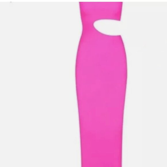 NWT SKIMS FITS EVERYBODY CUTOUT LONG DRESS IN LIMITED EDITION NEON PINK 4X - Picture 8 of 11